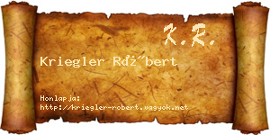 Kriegler Róbert névjegykártya